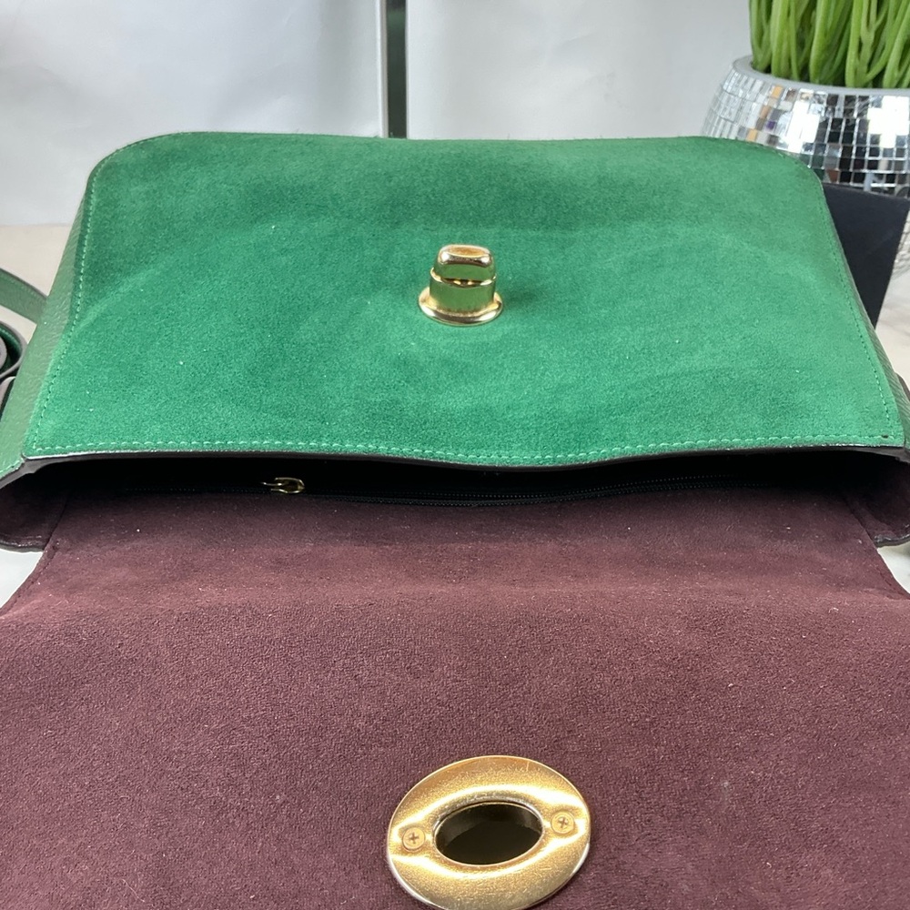 Coach Marlie Suede Emerald‎ Hunter Green Satchel Hand Shoulder Crossbody Bag - Picture 10 of 15